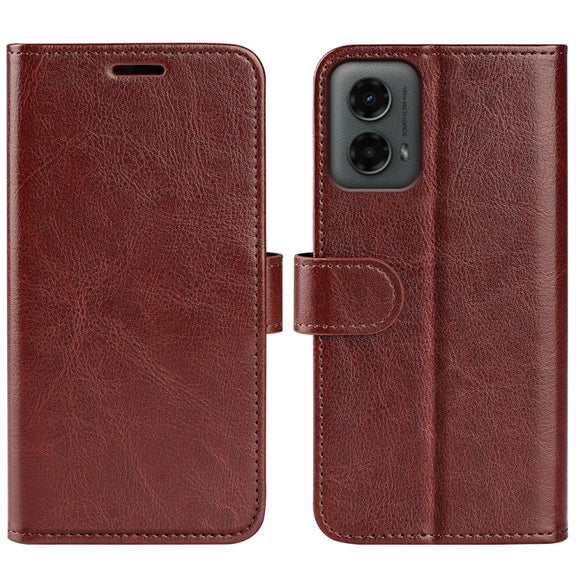 For Motorola Moto G 5G 2024 R64 Texture Horizontal Flip Leather Phone Case(Brown)