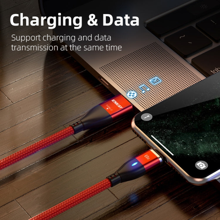 ENKAY 6-in-1 PD60W USB-A / Type-C to Type-C / 8 Pin / Micro USB Magnetic Fast Charging Cable, Cable Length:1m(Black)