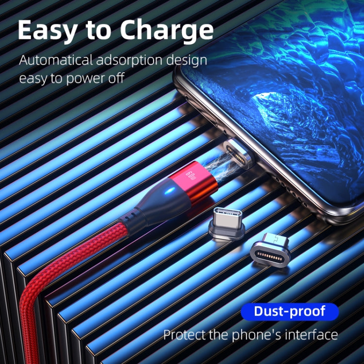 ENKAY 6-in-1 PD60W USB-A / Type-C to Type-C / 8 Pin / Micro USB Magnetic Fast Charging Cable, Cable Length:1m(Black)