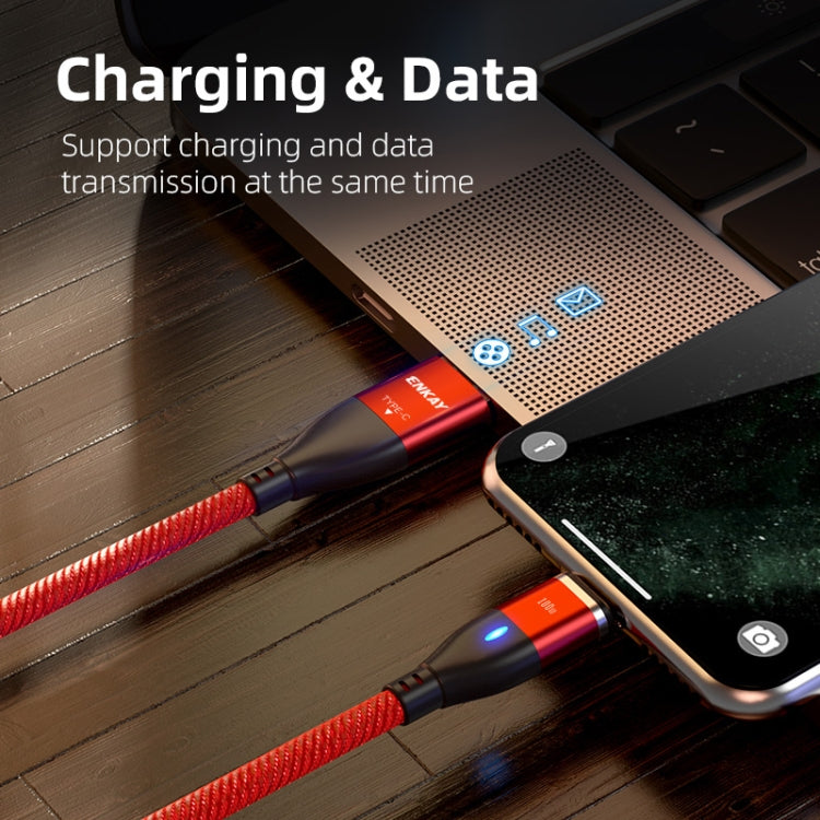 ENKAY 6-in-1 PD100W USB-A / Type-C to Type-C / 8 Pin / Micro USB Magnetic Fast Charging Cable, Cable Length:2m(Red)