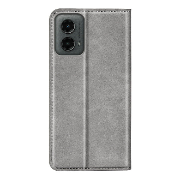 For Motorola Moto G 5G 2024 Retro-skin Magnetic Suction Leather Phone Case(Grey)