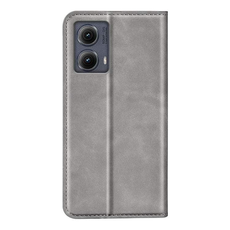 For Motorola Edge 5G 2024 Retro-skin Magnetic Suction Leather Phone Case(Grey)