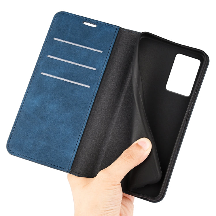 For Motorola Edge 5G 2024 Retro-skin Magnetic Suction Leather Phone Case(Dark Blue)
