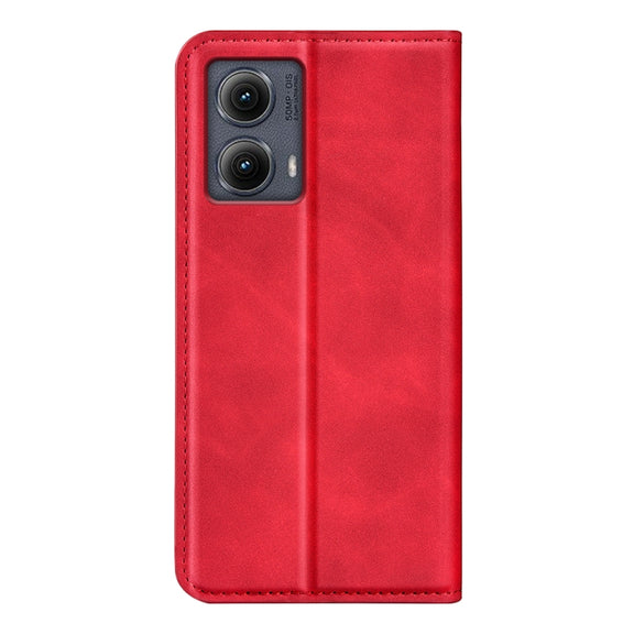 For Motorola Edge 5G 2024 Retro-skin Magnetic Suction Leather Phone Case(Red)