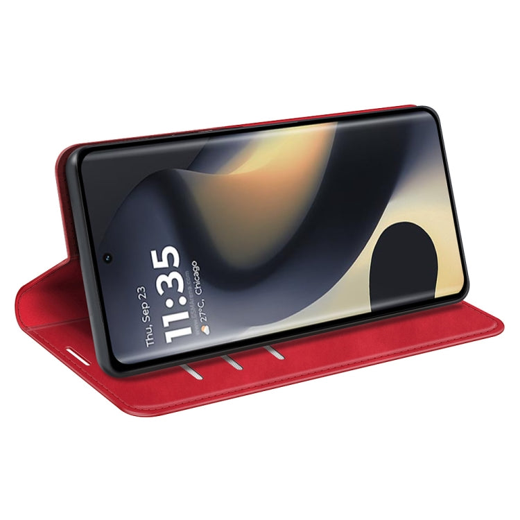 For Motorola Edge 5G 2024 Retro-skin Magnetic Suction Leather Phone Case(Red)
