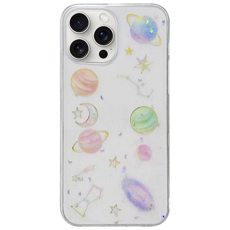 For iPhone 16 Pro Max Cosmic Star Glitter Epoxy TPU Phone Case(Transparent)