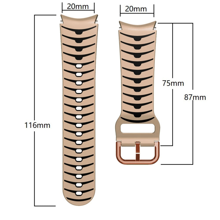 For Samsung Galaxy Watch 6 Classic 47mm Curved Texture Silicone Watch Band(Khaki+Black)