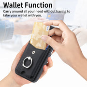 For Samsung Galaxy S23 5G Electroplating Skin-feel Leather Ring Card Wallet Phone Case(Black)