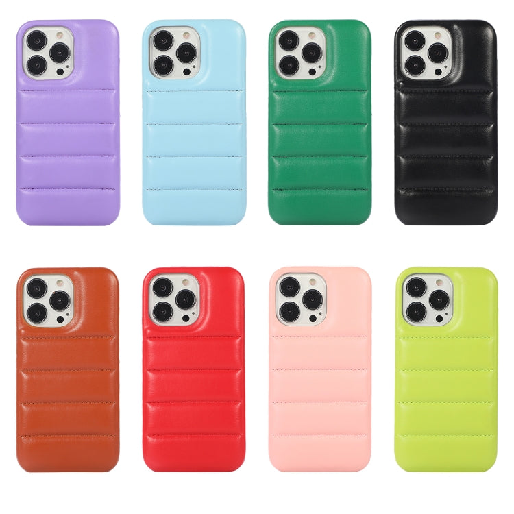 For iPhone 15 Pro Down Jacket Airbag Shockproof Phone Case(Teal)