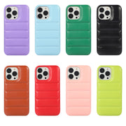 For iPhone 15 Pro Down Jacket Airbag Shockproof Phone Case(Teal)