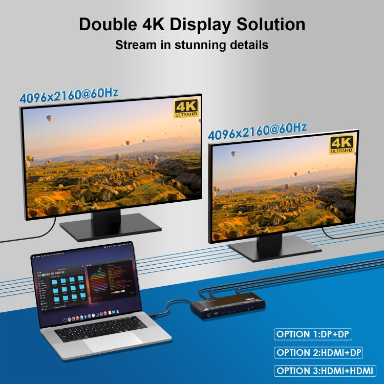 Wavlink UG69PD2 Dual 4K Fast Charging Integrated Docking Station, Plug:UK Plug