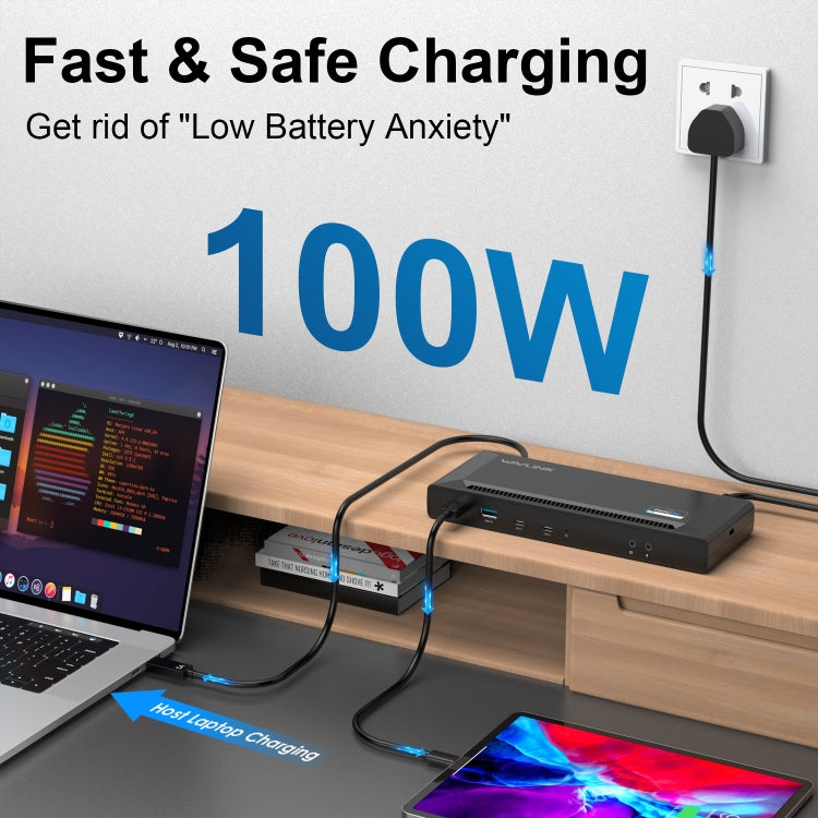 Wavlink UG69PD2 Dual 4K Fast Charging Integrated Docking Station, Plug:US Plug