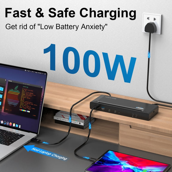 Wavlink UG69PD2 Dual 4K Fast Charging Integrated Docking Station, Plug:US Plug