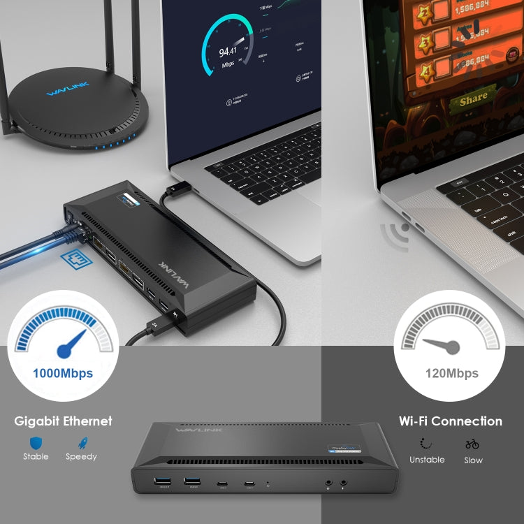 Wavlink UG69PD2 Dual 4K Fast Charging Integrated Docking Station, Plug:US Plug