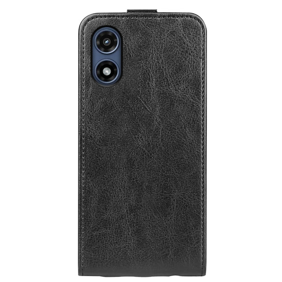 For Motorola Moto G Play 2024 R64 Texture Single Vertical Flip Leather Phone Case(Black)