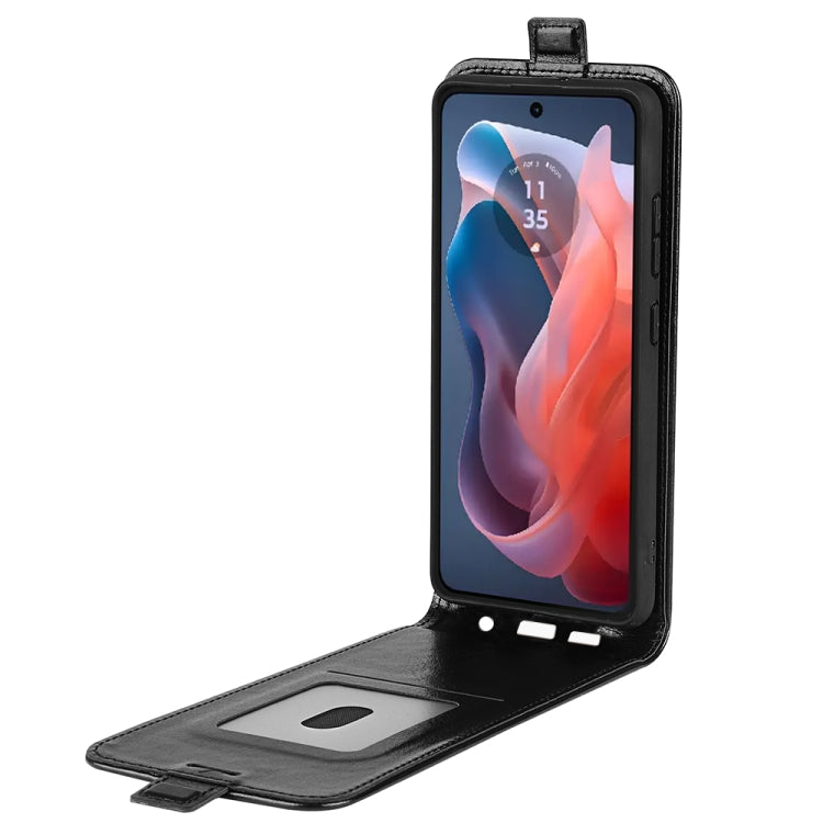 For Motorola Moto G Play 2024 R64 Texture Single Vertical Flip Leather Phone Case(Black)
