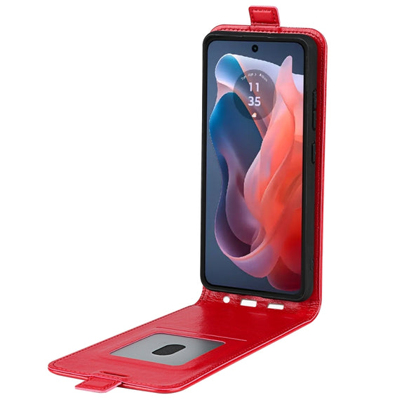 For Motorola Moto G Play 2024 R64 Texture Single Vertical Flip Leather Phone Case(Red)