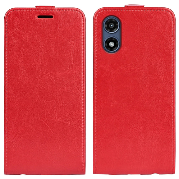 For Motorola Moto G Play 2024 R64 Texture Single Vertical Flip Leather Phone Case(Red)