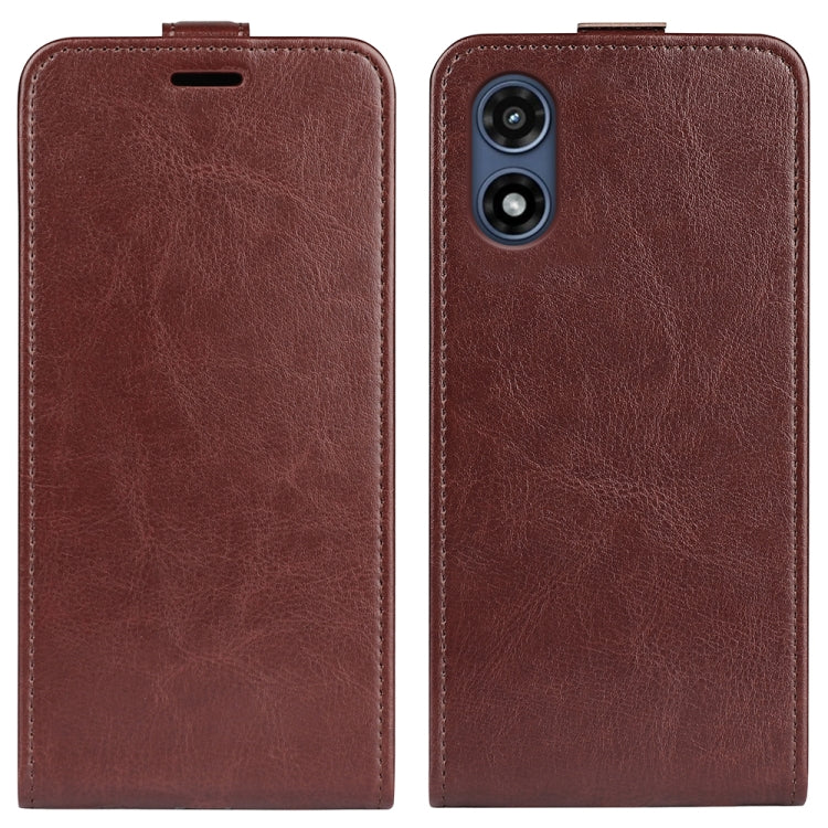 For Motorola Moto G Play 2024 R64 Texture Single Vertical Flip Leather Phone Case(Brown)