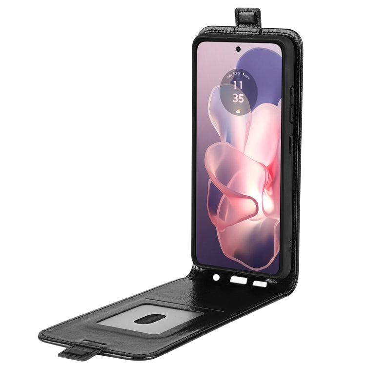 For Motorola Moto G Power 5G 2024 R64 Texture Single Vertical Flip Leather Phone Case(Black)