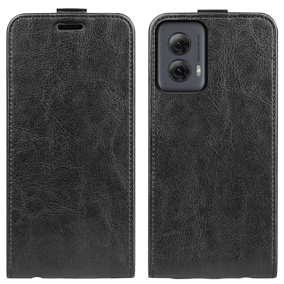 For Motorola Moto G Power 5G 2024 R64 Texture Single Vertical Flip Leather Phone Case(Black)