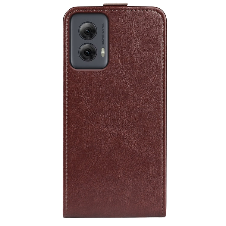 For Motorola Moto G Power 5G 2024 R64 Texture Single Vertical Flip Leather Phone Case(Brown)