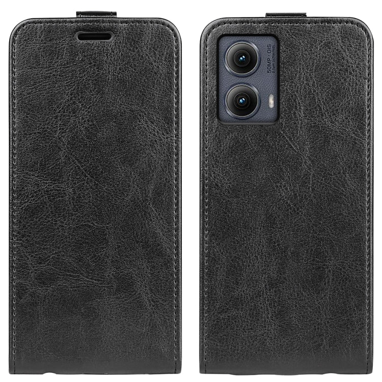 For Motorola Edge 5G 2024 R64 Texture Single Vertical Flip Leather Phone Case(Black)