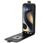 For Motorola Edge 5G 2024 R64 Texture Single Vertical Flip Leather Phone Case(Black)