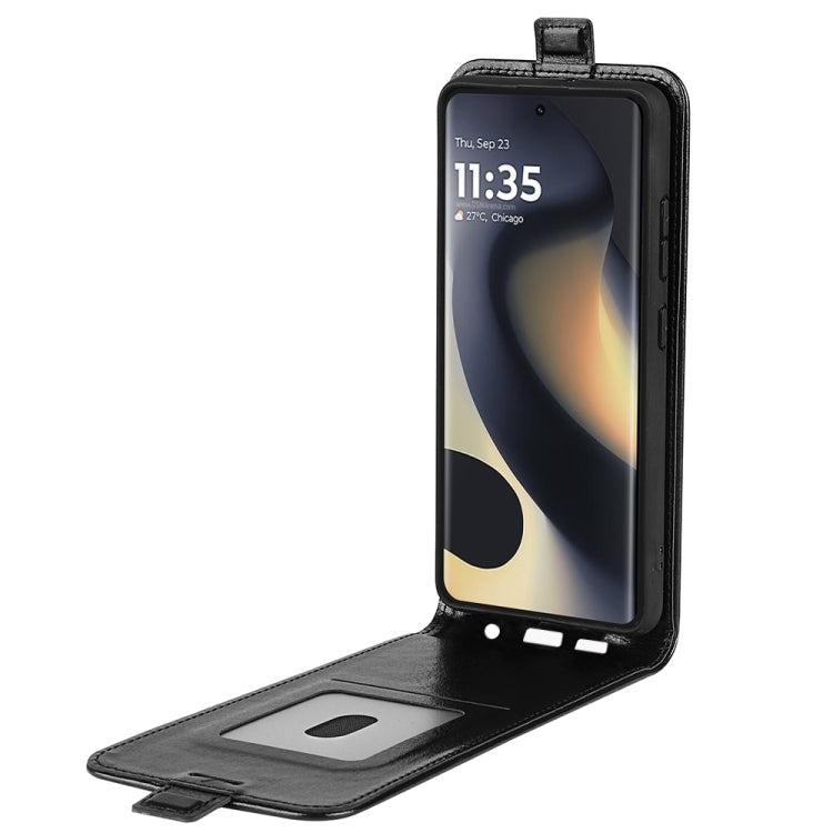 For Motorola Edge 5G 2024 R64 Texture Single Vertical Flip Leather Phone Case(Black)