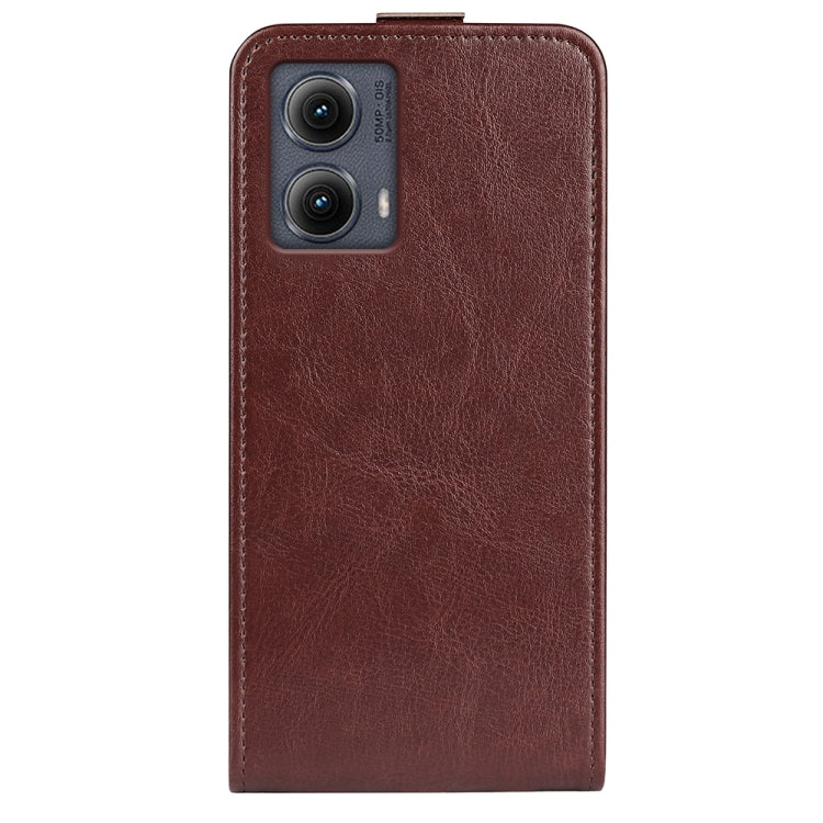 For Motorola Edge 5G 2024 R64 Texture Single Vertical Flip Leather Phone Case(Brown)
