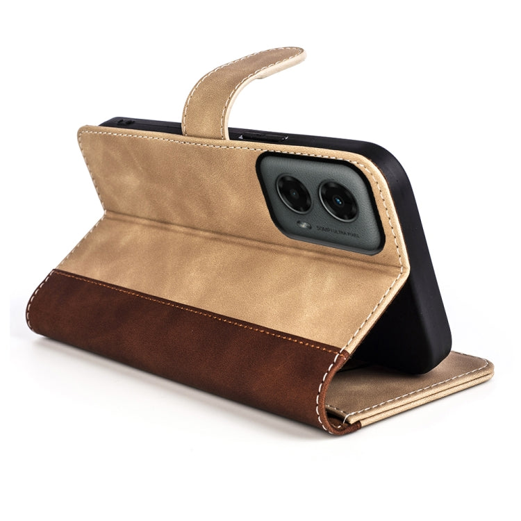For Motolora Moto G 5G 2024 Stitching Horizontal Flip Leather Phone Case(Yellow)