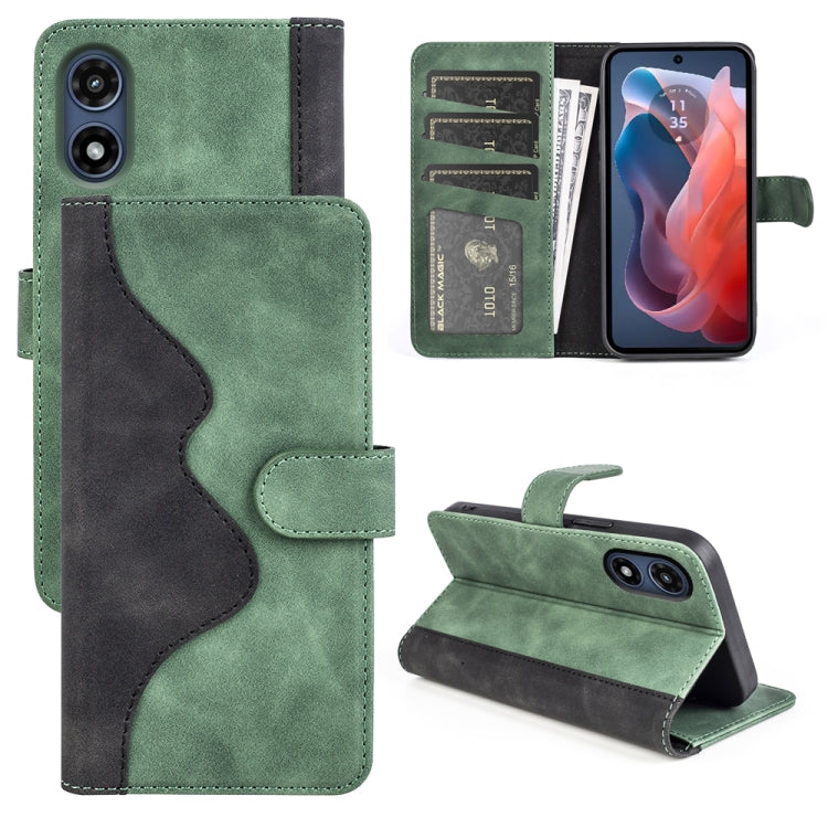 For Motorola Moto G Play 2024 Stitching Horizontal Flip Leather Phone Case(Green)