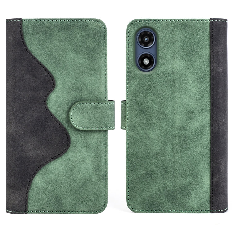 For Motorola Moto G Play 2024 Stitching Horizontal Flip Leather Phone Case(Green)