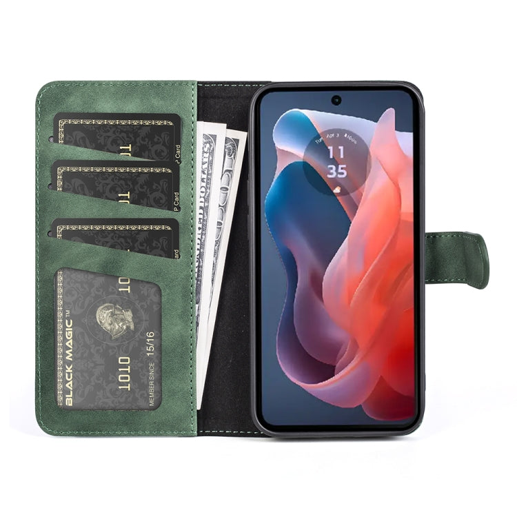 For Motorola Moto G Play 2024 Stitching Horizontal Flip Leather Phone Case(Green)
