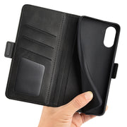 For Motorola Moto G Play 2024 Dual-side Magnetic Buckle Horizontal Flip Leather Phone Case(Black)