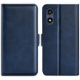 For Motorola Moto G Play 2024 Dual-side Magnetic Buckle Horizontal Flip Leather Phone Case(Dark Blue) - Motorola Cases by PMC Jewellery | Online Shopping South Africa | PMC Jewellery | Buy Now Pay Later Mobicred