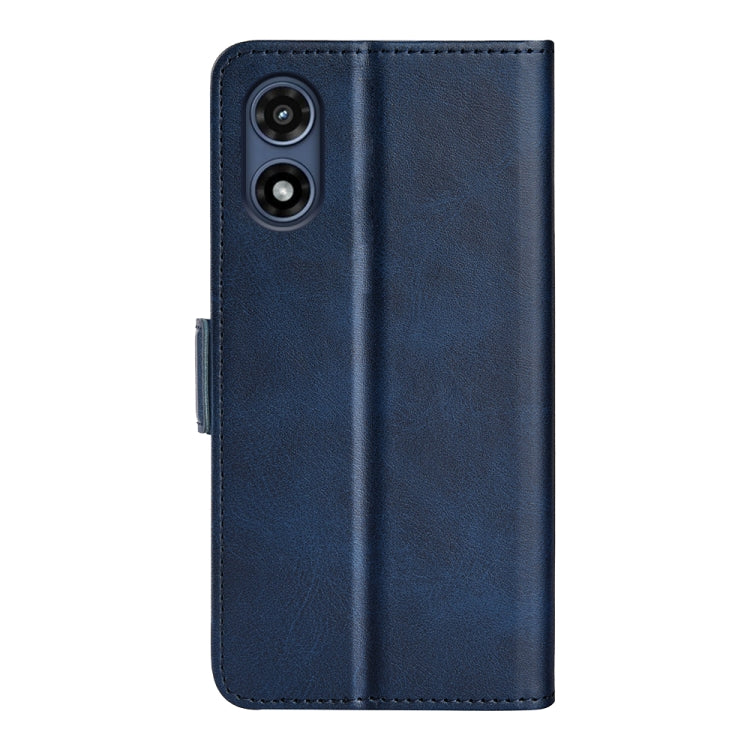 For Motorola Moto G Play 2024 Dual-side Magnetic Buckle Horizontal Flip Leather Phone Case(Dark Blue)