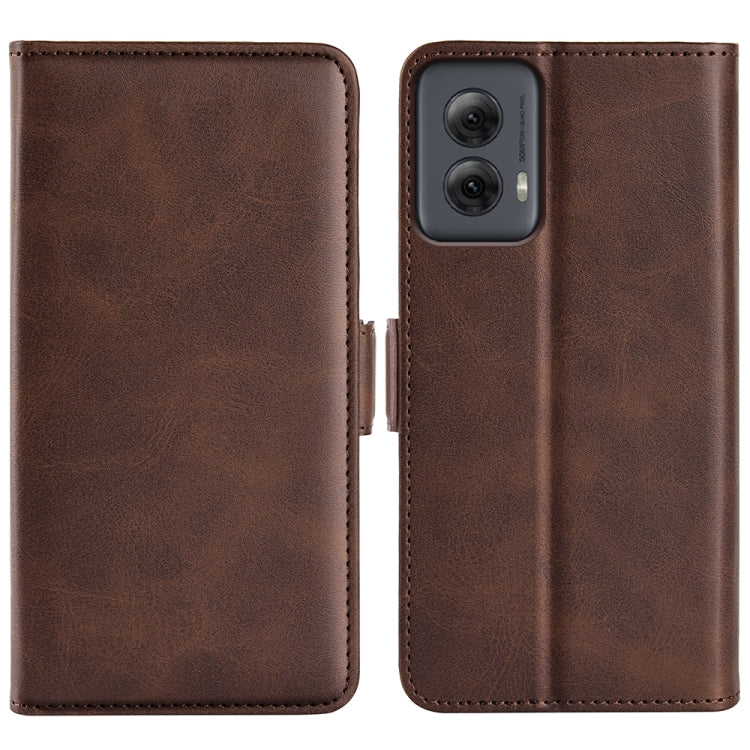 For Motorola Moto G Power 5G 2024 Dual-side Magnetic Buckle Horizontal Flip Leather Phone Case(Brown)