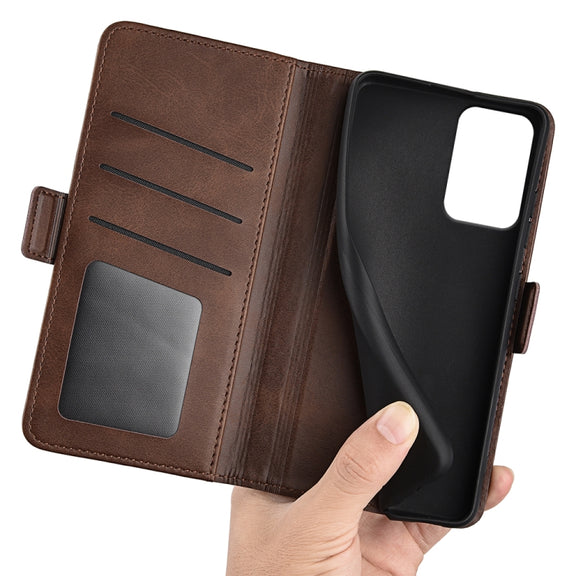 For Motorola Moto G Power 5G 2024 Dual-side Magnetic Buckle Horizontal Flip Leather Phone Case(Brown)