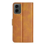 For Motorola Moto G 5G 2024 Dual-side Magnetic Buckle Horizontal Flip Leather Phone Case(Yellow)