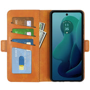 For Motorola Moto G 5G 2024 Dual-side Magnetic Buckle Horizontal Flip Leather Phone Case(Yellow)