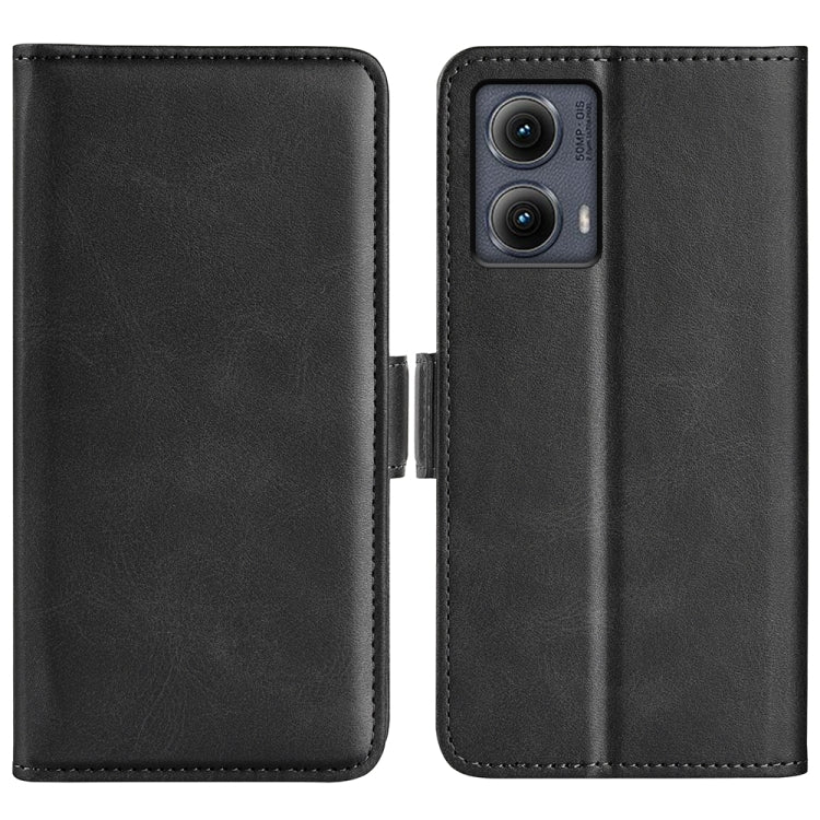 For Motorola Edge 5G 2024 Dual-side Magnetic Buckle Horizontal Flip Leather Phone Case(Black)