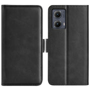For Motorola Edge 5G 2024 Dual-side Magnetic Buckle Horizontal Flip Leather Phone Case(Black)