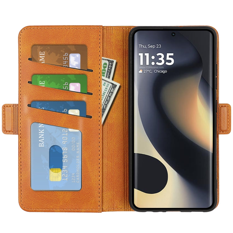 For Motorola Edge 5G 2024 Dual-side Magnetic Buckle Horizontal Flip Leather Phone Case(Yellow)