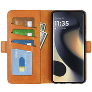 For Motorola Edge 5G 2024 Dual-side Magnetic Buckle Horizontal Flip Leather Phone Case(Yellow)