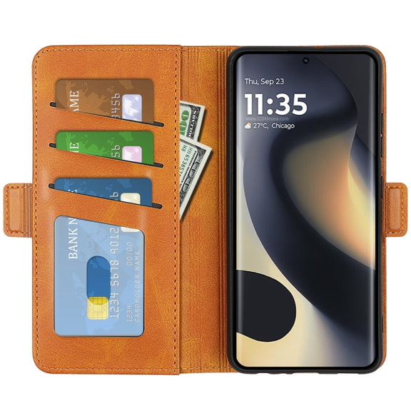 For Motorola Edge 5G 2024 Dual-side Magnetic Buckle Horizontal Flip Leather Phone Case(Yellow)