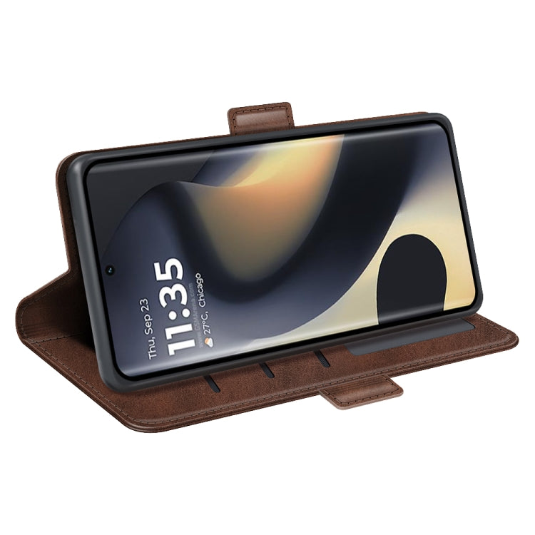 For Motorola Edge 5G 2024 Dual-side Magnetic Buckle Horizontal Flip Leather Phone Case(Brown)