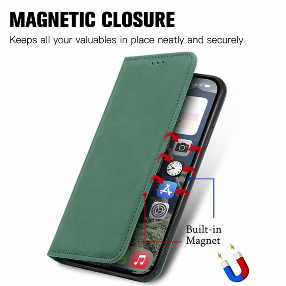 For iPhone 16e Retro Skin Feel Magnetic Flip Leather Phone Case(Green)