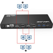 Wavlink UG69DK1 5K Type-C Dual Display USB 3.0 Video Gigabit Ethernet HDMI Docking Station, Plug:US Plug