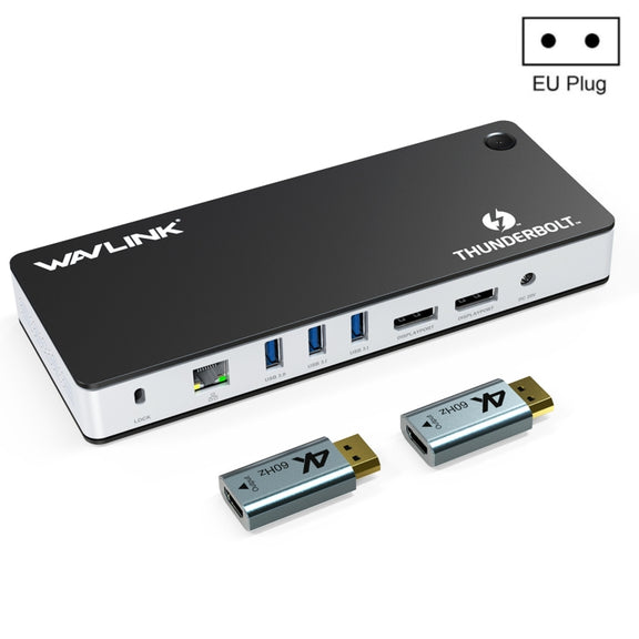 Wavlink UTD21H 60W Host Charging Thunderbolt 3 Docking Station 4K Dual Display 11 in 1 Ports, Plug:EU Plug
